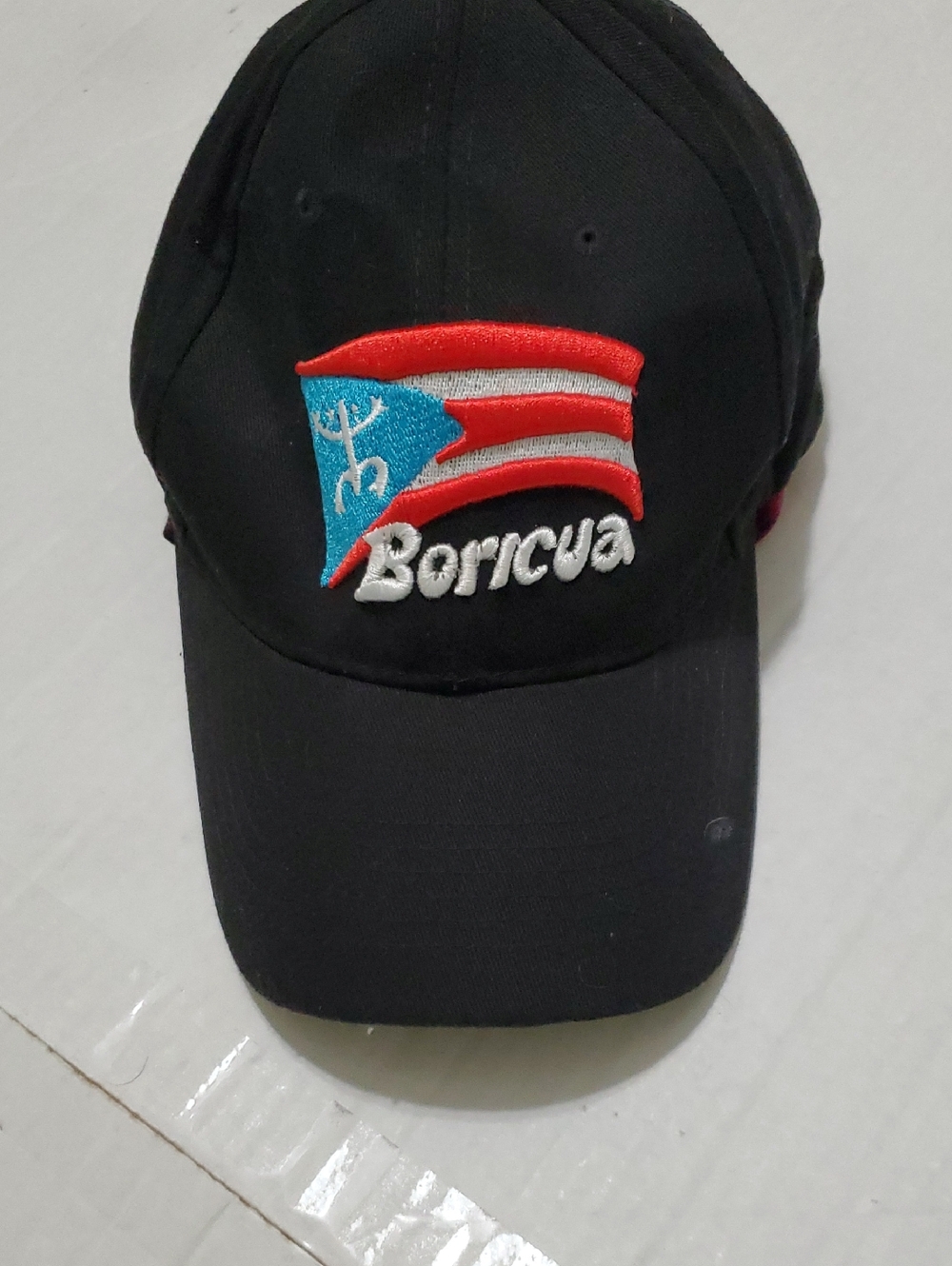 Boricua Embroidered Puerto Rican Flag Black Unisex Adjustable Baseball Cap